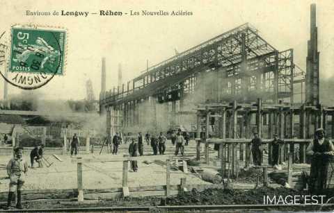 Construction de l'aciérie Thomas (Réhon)